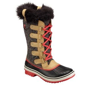 Sorel Tofino Brown,Tan, Red, blackHerringbone Lace Up Womens Winter Boots Size 5